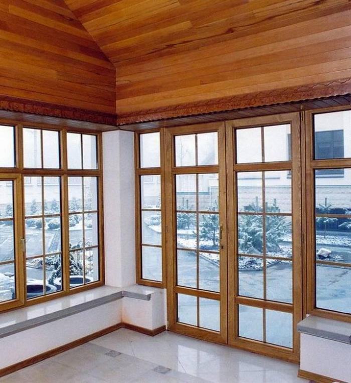 панорамные окна деревянном доме фото